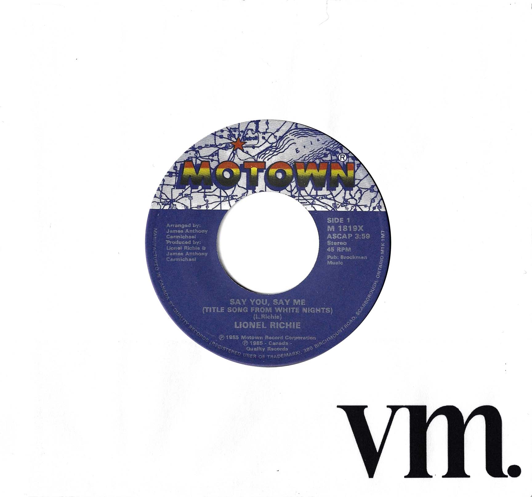 Say You, Say Me (Title Song From White Nights) / Can't Slow Down